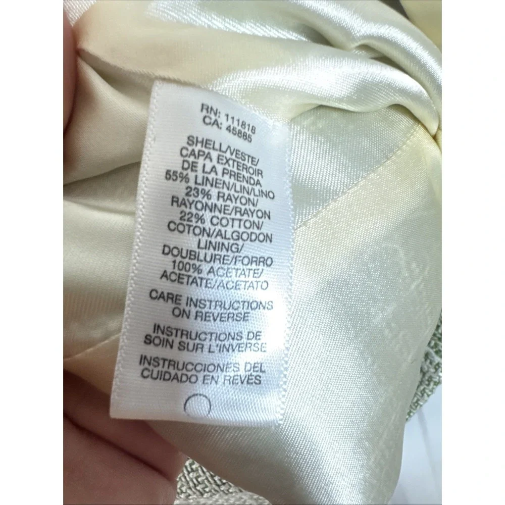 Michael Kors Womens Linen Blend Blazer Jacket Size 8 Light Green Textured Summer